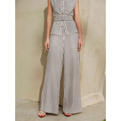 Striped Mid-Waist Wide Leg Pants