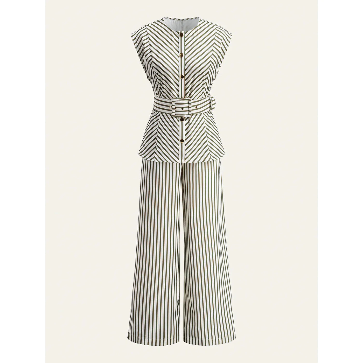Striped Mid-Waist Wide Leg Pants